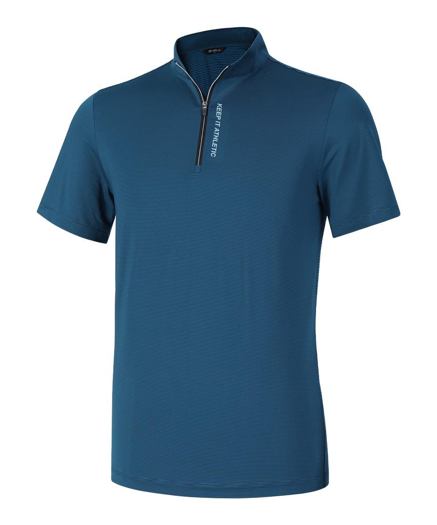 2ELA Men'S Ice Shell Cooling Zip-Up Short Sleeve T-Shirt 5 Colors (Type B)