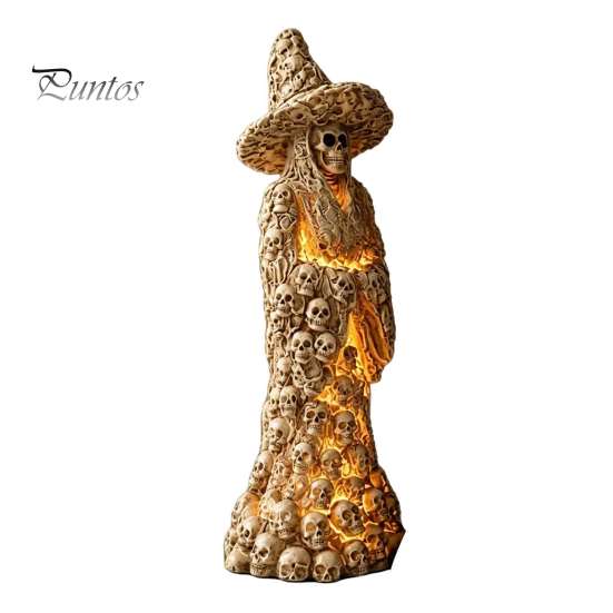 Spooky Tabletop Ornament for Halloween Skull Witch Figurine, Resin Skeleton Ornament, Gothic Creative Figurine Home Creepy Statue Mantel Decoration