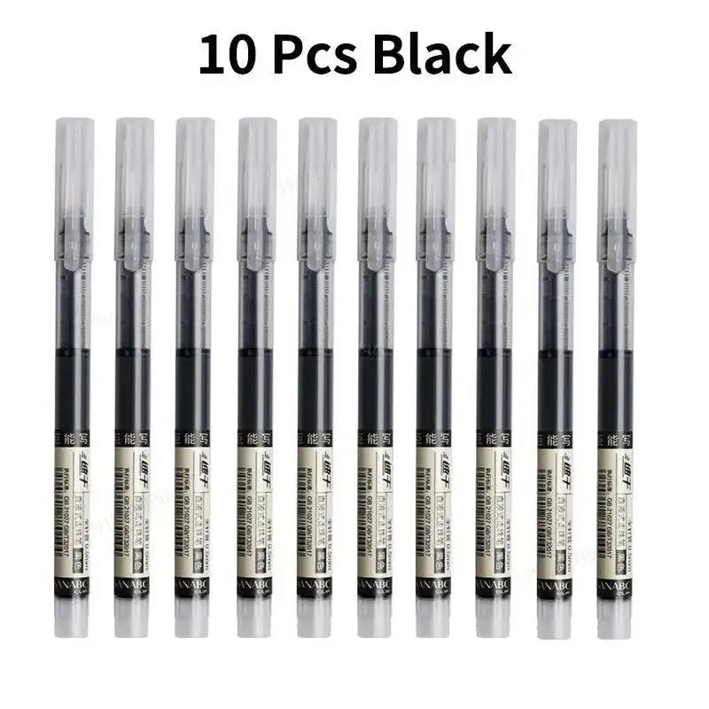 11PCS High Quality Needle Type Gel Pens Black Blue Red Ink Straight Liquid Pen Kawaii Stationery School & Office Supplies