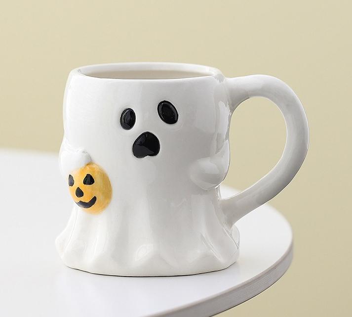 Cute Ghost Pumpkin Mug Halloween Mock Ceramic Cup Personalized Creative Design Coffee Cup Water Cup Gift