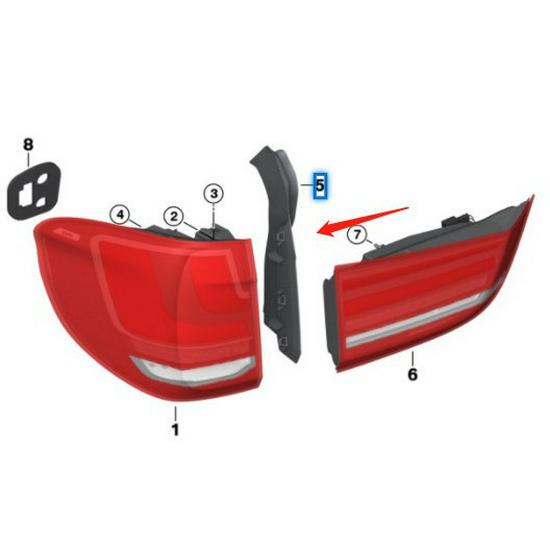 Lišta zadního světla BMW F15 X5 pro 63217342233/63217342234