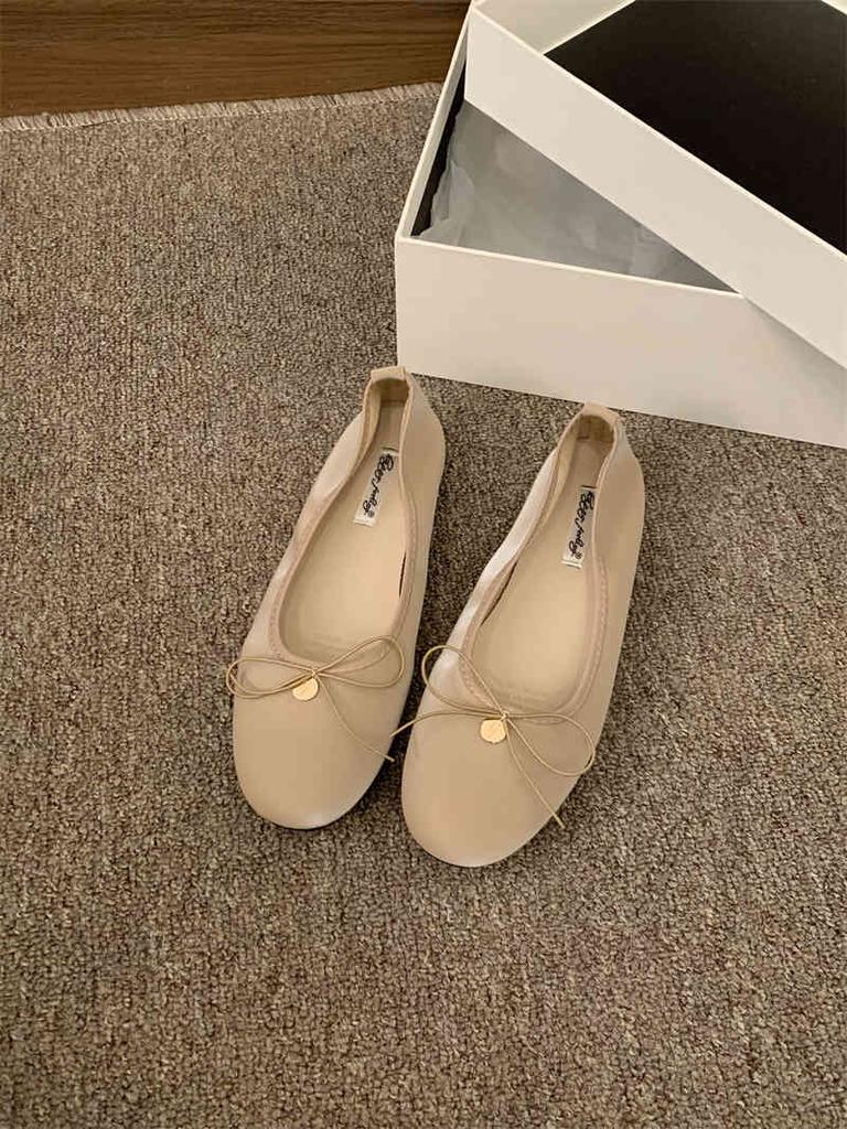 IPPEUM Women Ballerina Shoes Satin Round Toe Mary Janes Ballet Flats