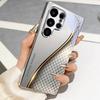 Curved Gilded Lattice Electroplated Silver Phone Case For Samsung A31 A51 A71 A12 A22 A32 A42 A52 A06 A16 A17 A37 A57 Back Cover