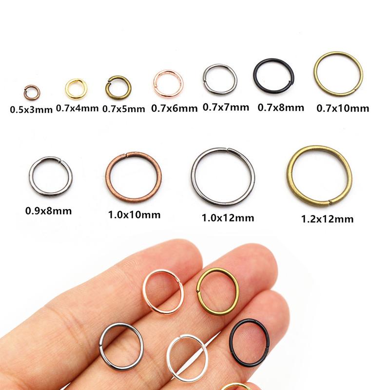 200pcs/Lot 3/4/5/6/7/8/10/12mm Metal DIY Jewelry Findings Open Single Loops Jump Rings & Split Ring for jewelry making
