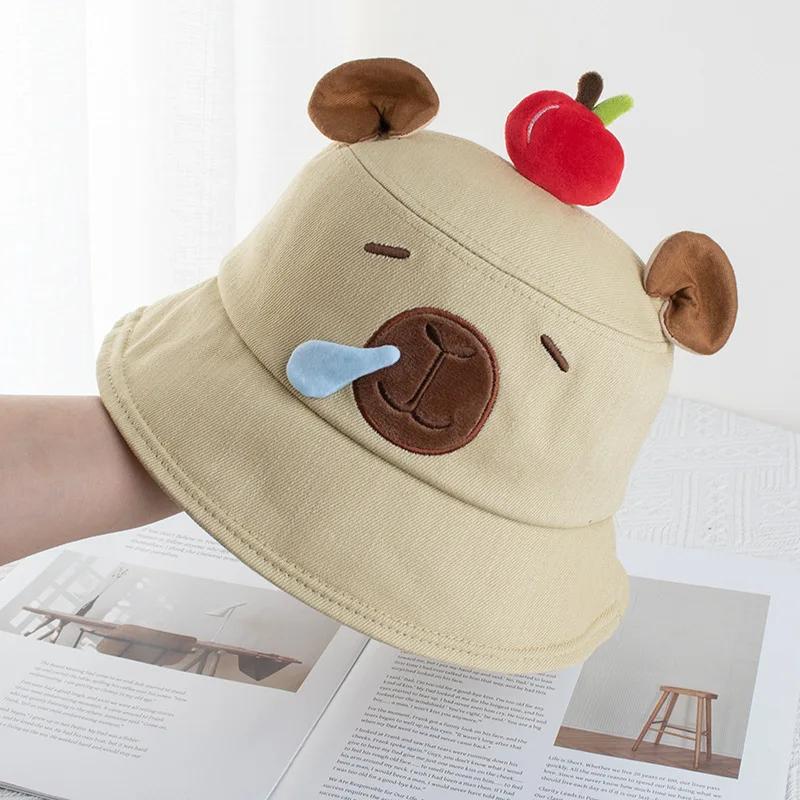 Cute Capybara Fisherman Hat Children Spring New Water Dolphin Basin Hat Students Sun Hat Three-dimensional Bucket Hat
