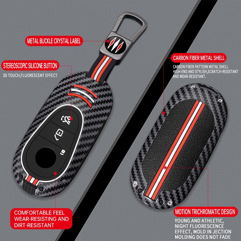 Interior Mouldings Car Key Fob Case Cover for Mercedes-Benz C S GLC EQE EQS Class W223 X254 V297 V295 W206 S206 X206