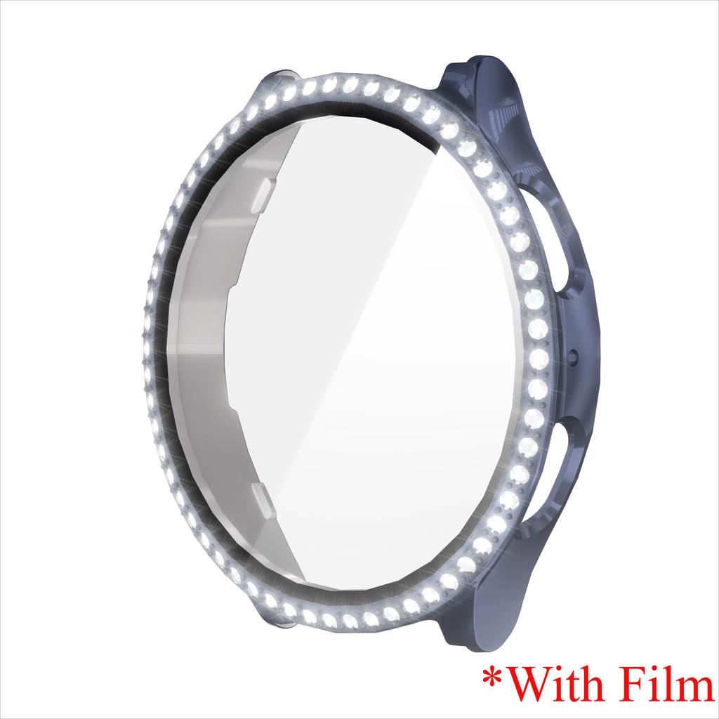 Glass+Diamond Case for Samsung Galaxy Watch 7 40 44mm Accessories Bling PC Bumper+Screen Protector for Galaxy Watch 7 Cover Case