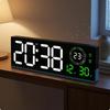 LED Digital Wall Clock Large Numerals Rectangular FlatScreen Timekeeping Device Green