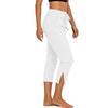 Women's High Waist Split Hem Capri Pants Casual Sporty Gym Workout Yoga Lounge Pants with Drawstring Waist and Side Pockets