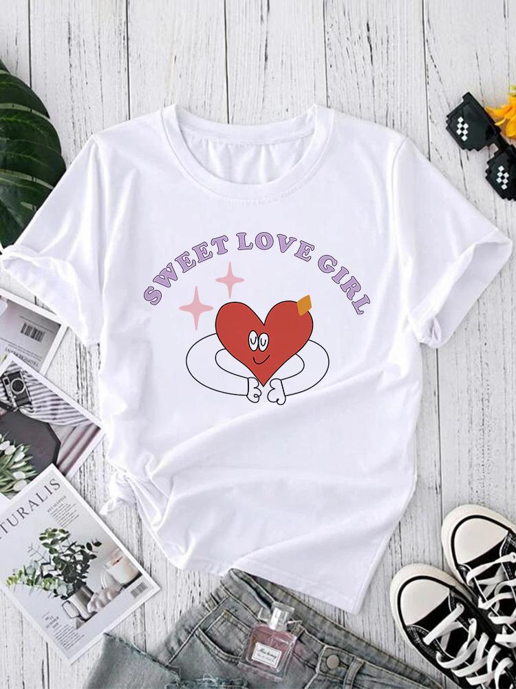 Fashion Printing Cute T-Shirts Women Cartoon Summer Clothing Short Sleeve Tshirts Clothes Graphic Sexy Print Tee T-Shirt Clothes