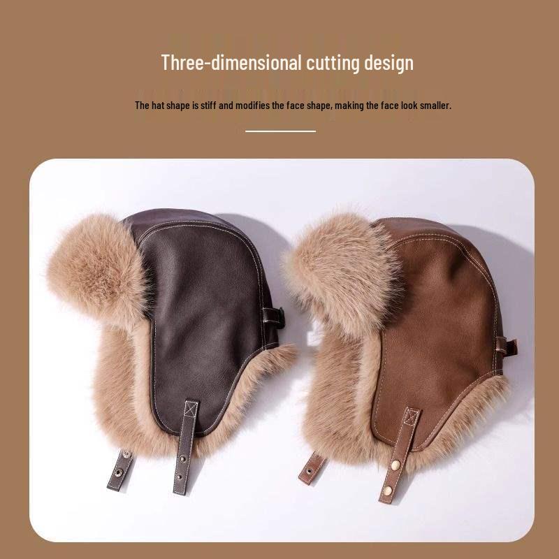 Unisex Winter Ski Hat - Windproof, Warm, Leather Ear Protection for Riding and Cold Weather