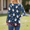 Women's T Shirt Tee Christmas Printed Button Long Sleeve Tunic Daily Weekend Fashion Basic V- Neck Regular Top