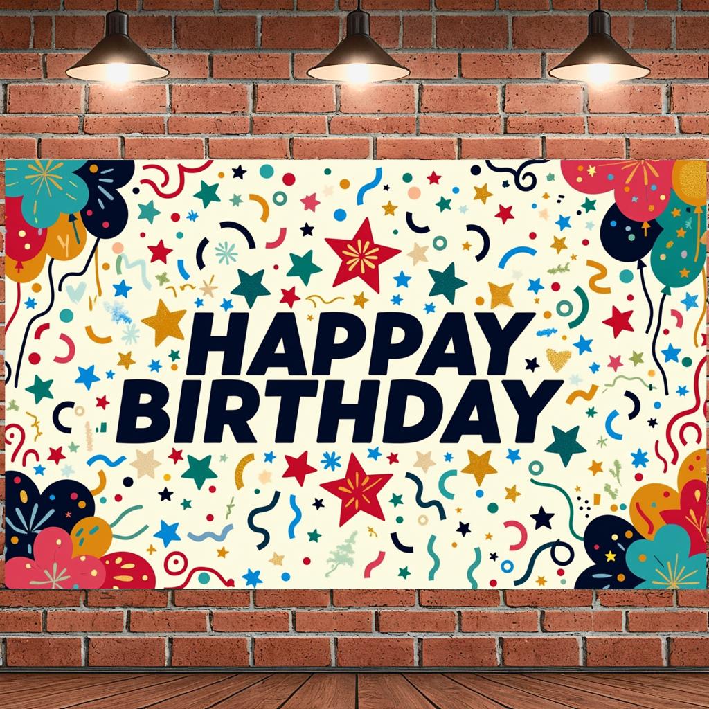 Vibrant Party Background Happy Festive Starry Event Decor Anniversary Birthday Backdrop for Party Decoration