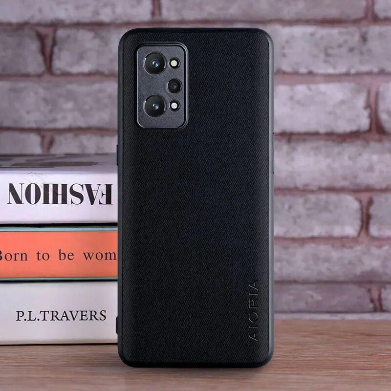 

Чехол для OPPO Realme GT 2 Pro GT2 5G, роскошный текстильный кожаный чехол, мягкий жесткий чехол для телефона Realme GT 2 Pro, чехол Funda Realme GT 2 чёрный