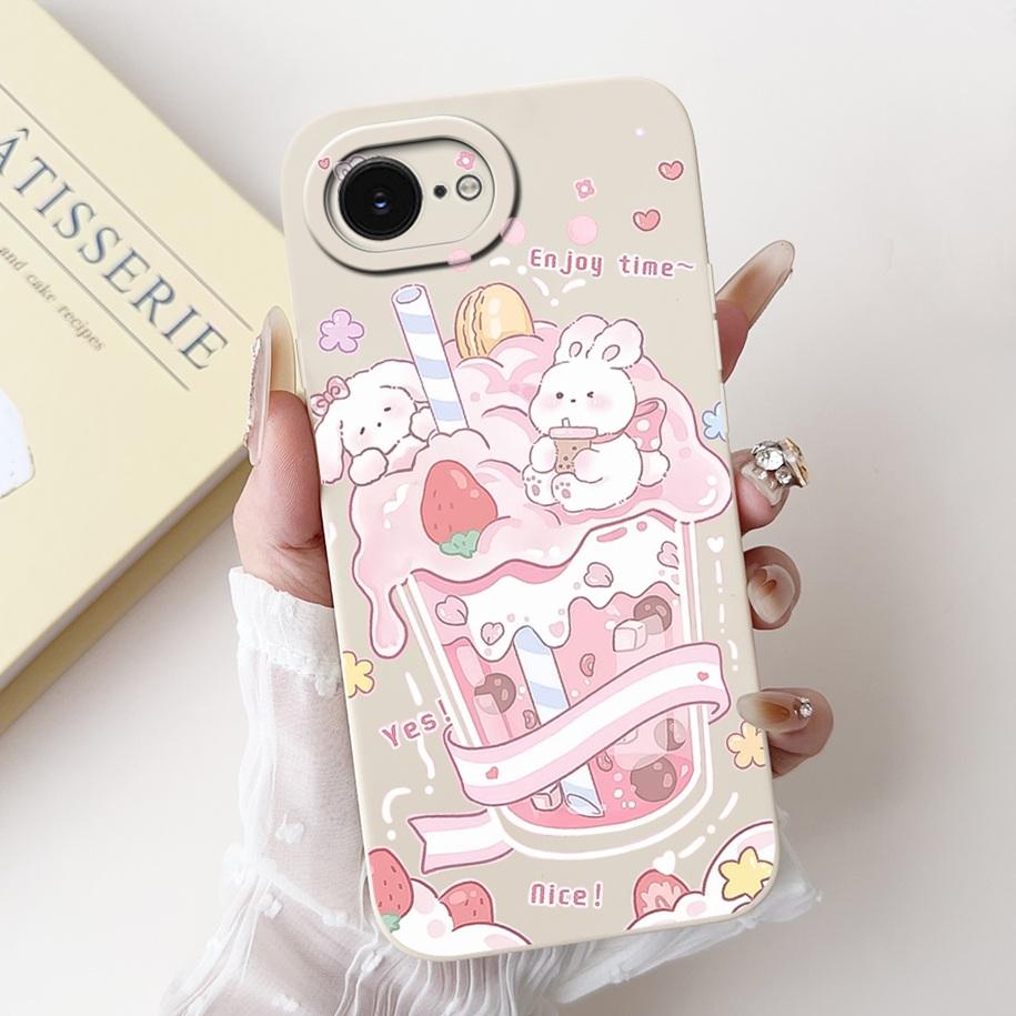 For iPhone 16E Case Popular Flower Cartoon Silicone Phone Cover For iPhone16E Funda For iPhone SE 2025 SE4 Shockproof Soft Cover