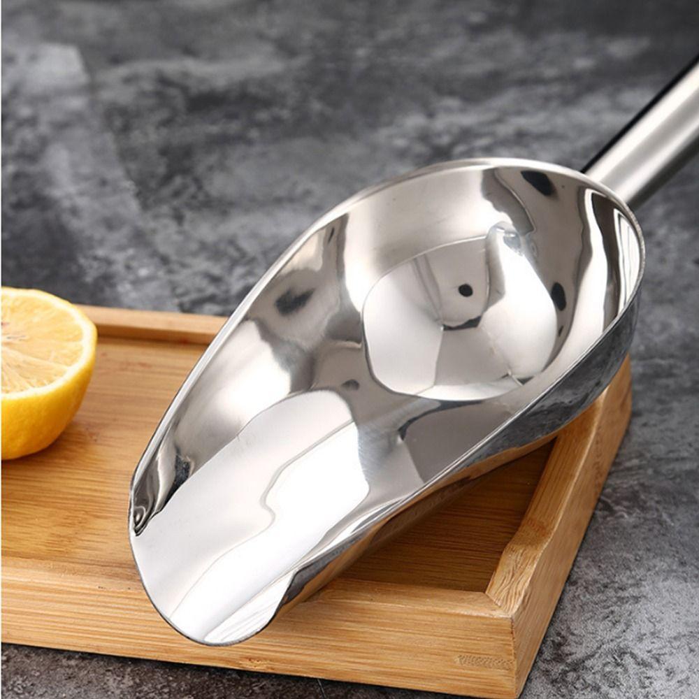 Tail Hanging Hole Stainless Steel Ice Shovel 8/9/10/11/12in Dry Goods Shovel Bar Tool
