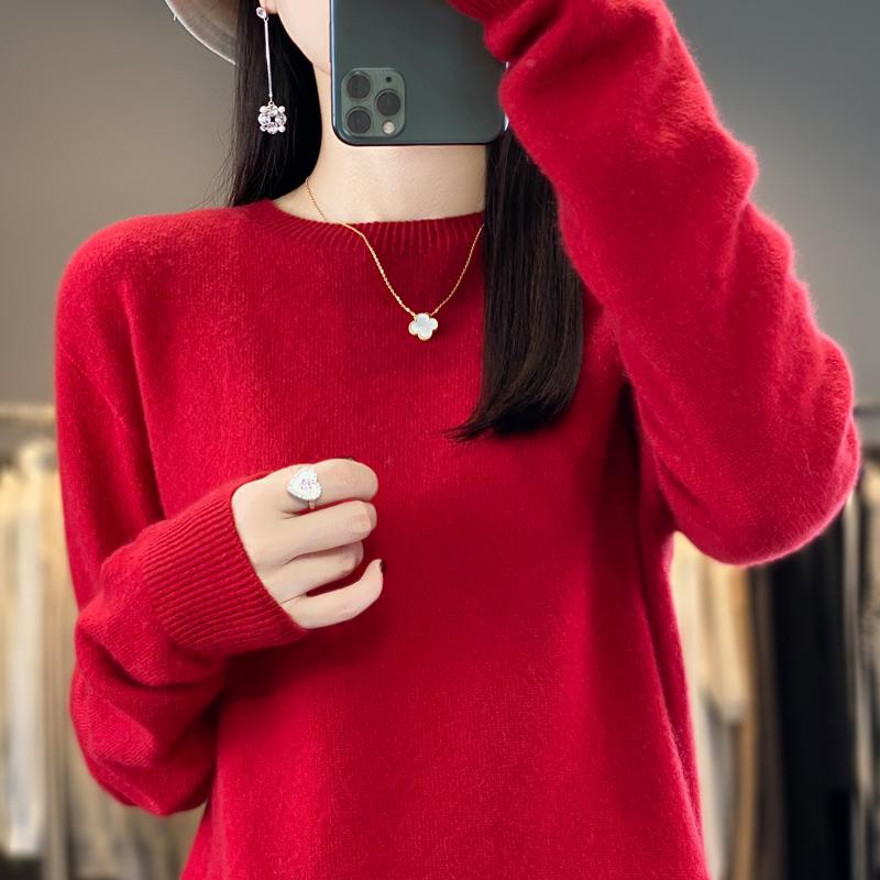 Women's Cashmere Sweater Qinghe Cashmere 30% Cashmere 70% Wool Autumn and Winter Cashmere Pullover Soft and Warm