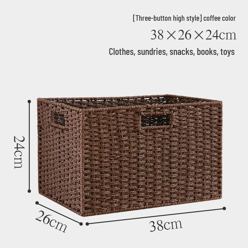 Japanese Style Large Rattan Storage Basket for Clothes, Toys, and Snacks