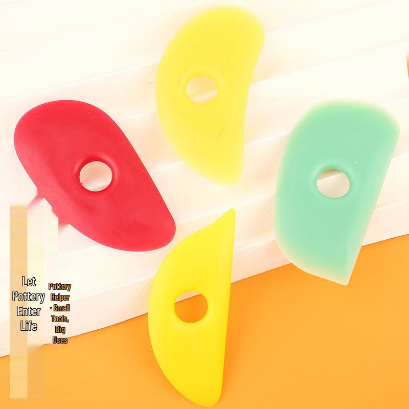 4-Piece Multifunctional Silicone Pottery Scraper Set for Trimming, Shaping, and Surface Flattening.