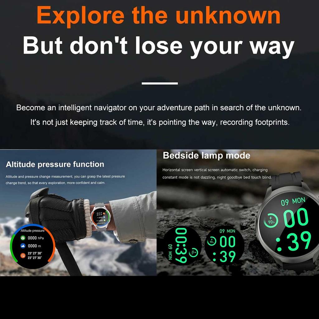 For Huawei 1.85-inch Smart Watch Men Sport Waterproof Fitness Heart Rate Watches Compass Track NFC Bluetooth Call Smartwatch