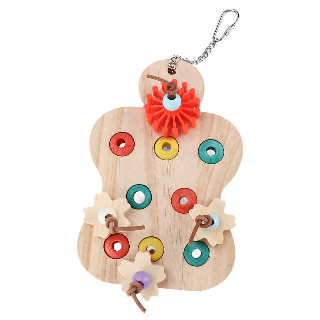 Bird Wooden Chewing Puzzle Toy Hanging Colorful Training Toys for Parrot Pigeon Sparrow
