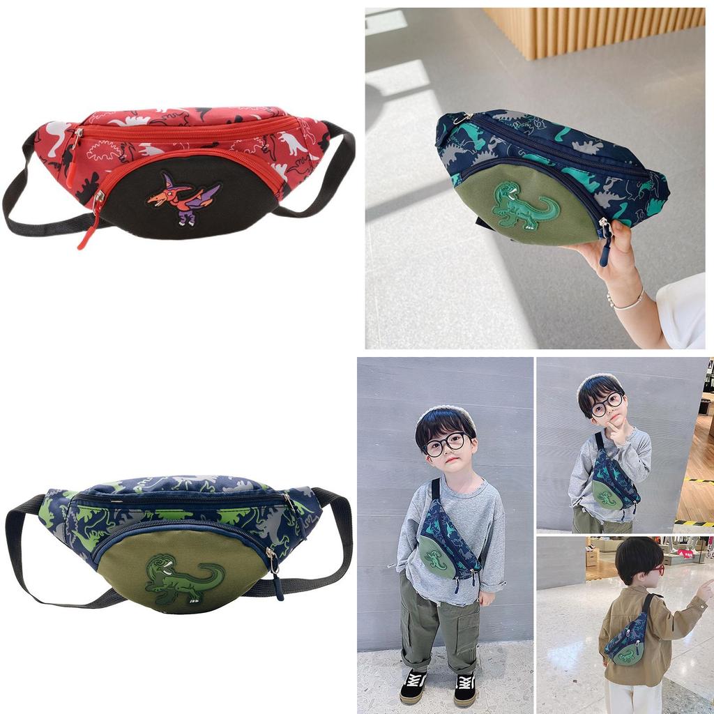 Canvas Crossbody Trendy Bag For Boys Adorable Dinosaur Kids Chest Bag Breathable Nylon Lining