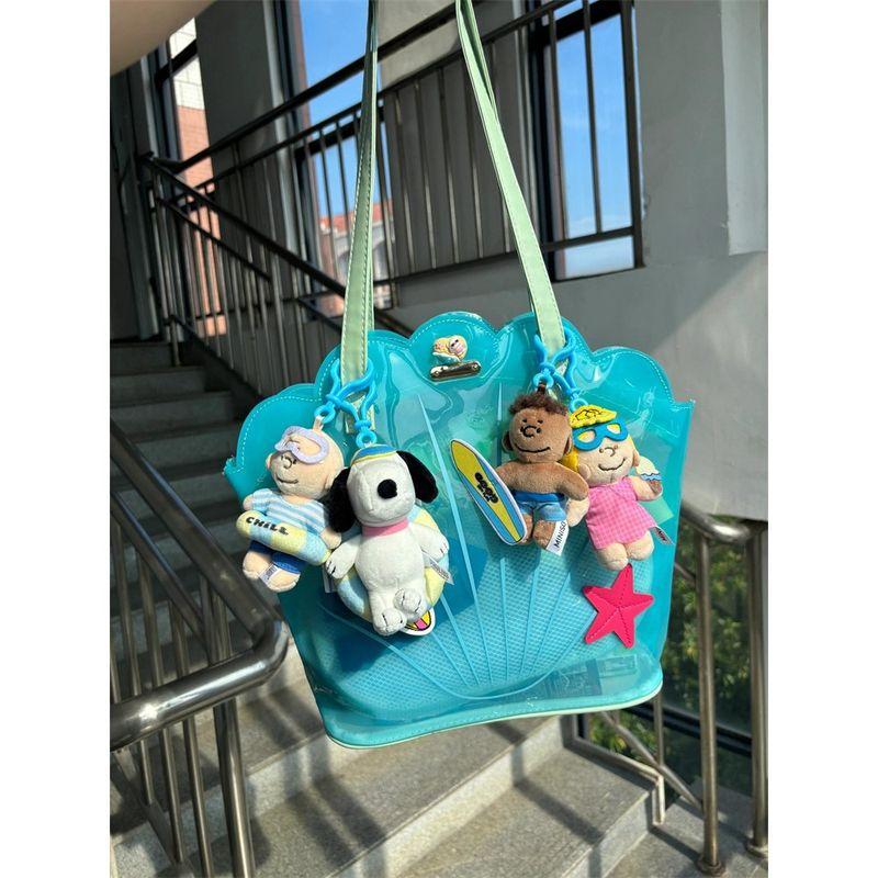 

Cute Girl Shell Bag Women Summer Good-looking Transparent PVC Waterproof Swimming Bag Seaside Vacation Shoulder Bag Blue