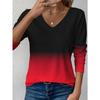 Tops for Women Ombre Dip Dye Block Gradient Wash Round Neck Long Sleeve T-shirt Fall Casual Slim Pullover Women's Long Sleeve Top