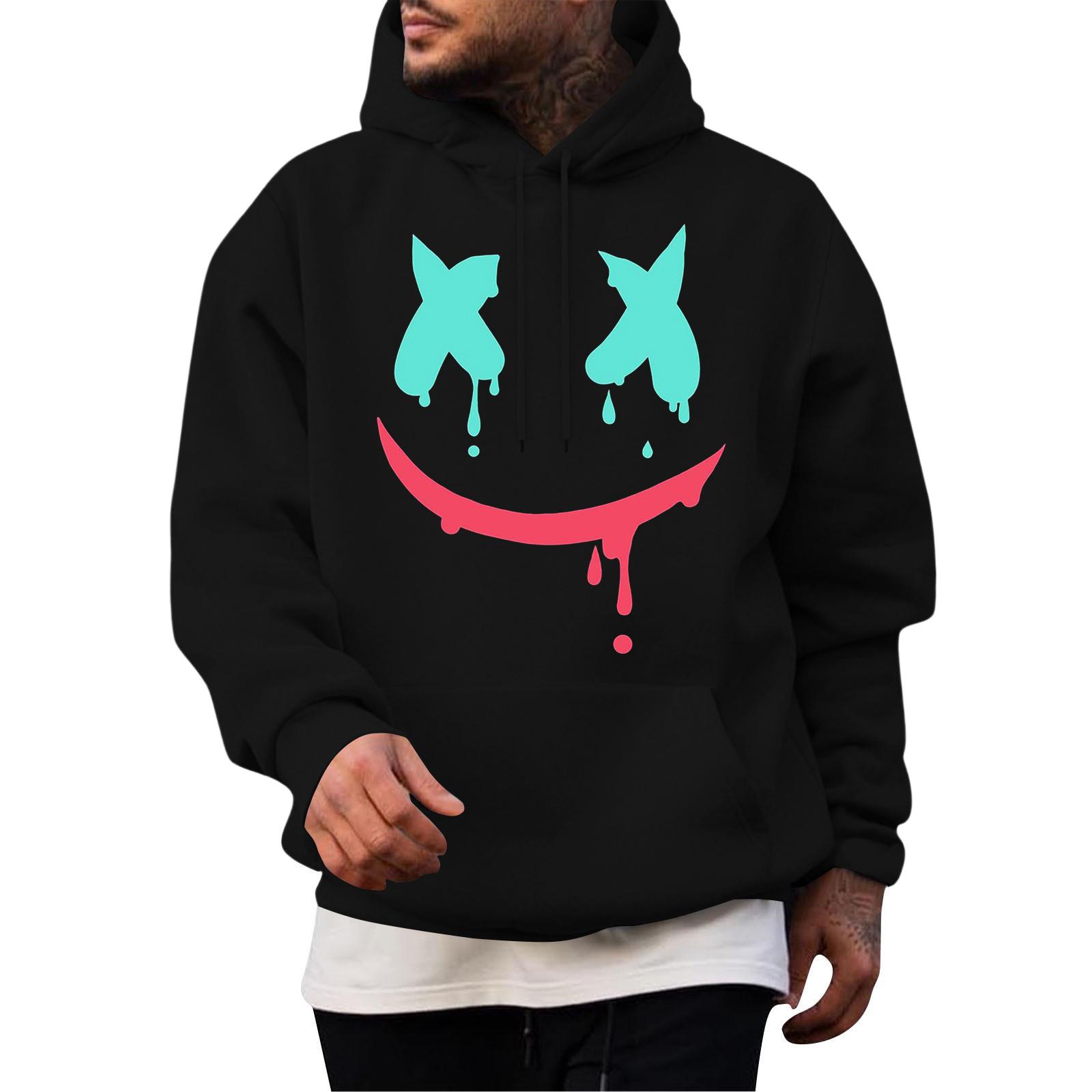 

Мужская повседневная толстовка модная толстовка с капюшоном для отдыха топы подростковая уличная мода рубашка с длинным рукавом теплая XL чёрный