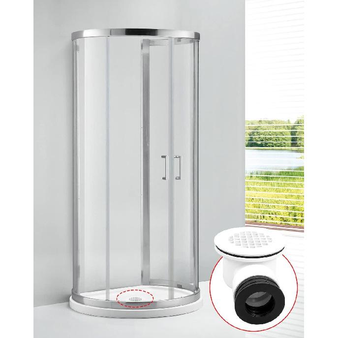 Low Profile Shower Drain Base with 1-1/2" Reducer Pipe Fitting and Perforated Strainer, for 1.5 inch Side Outlet Drain and Shower Base PVC Drain