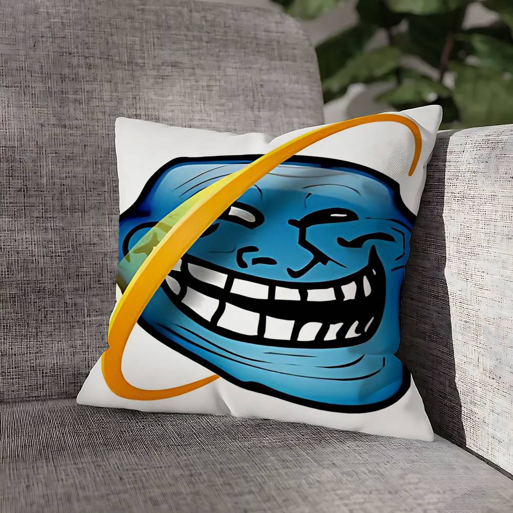 T-Trollface Throw Pillow Case For 45cm 40cm 55cm 50cm 30cm Square Car Pillowcase Shell