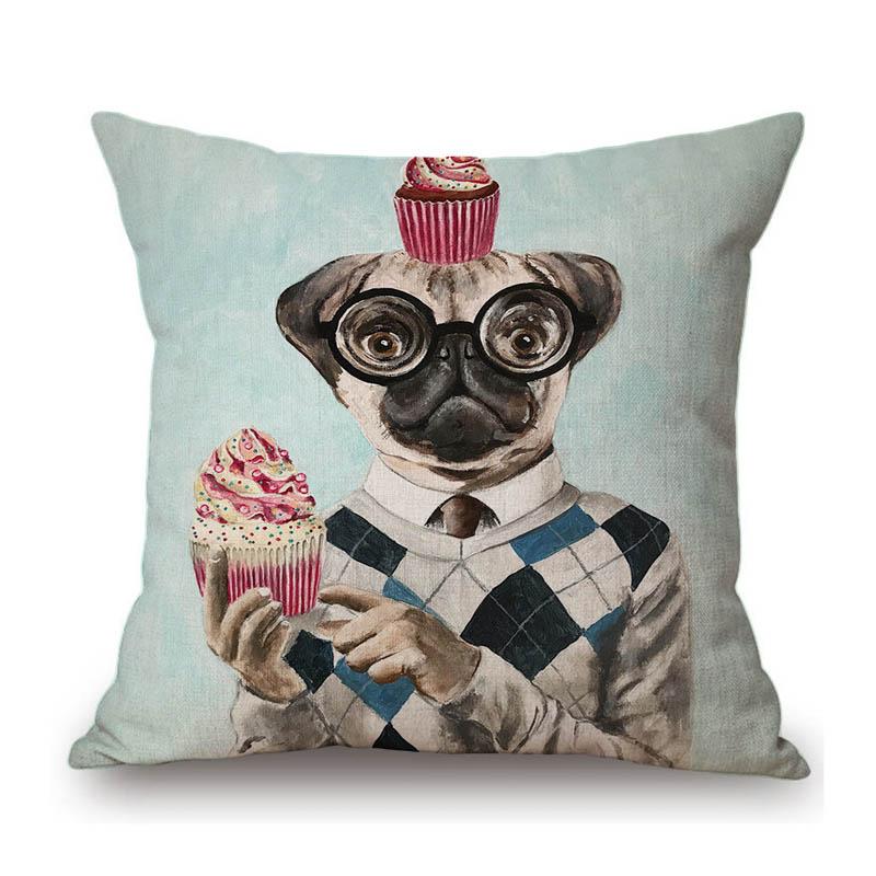 Lovely Cute Flower Head Puppy Dog Dalmation Fashion Animal Comics Painting Funny Kids Sofa Throw Pillow Case Linen Cushion Cover Peach skin 18*18(CM)-1Pcs