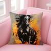 Handsome HHorse Watercolor Painting Canvas Cushion Cover Linen Pillowcase Cover Soft Decor for Sofa Home Room