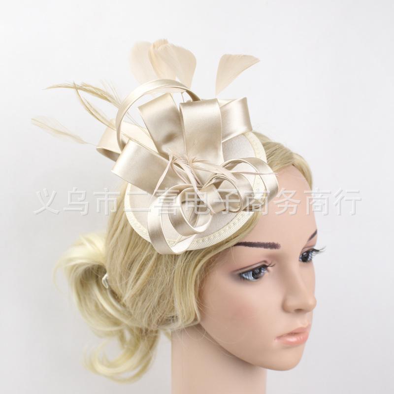 European and American boutique bridal headgear feathers hair accessories mesh head flower stage party hairpin top hat