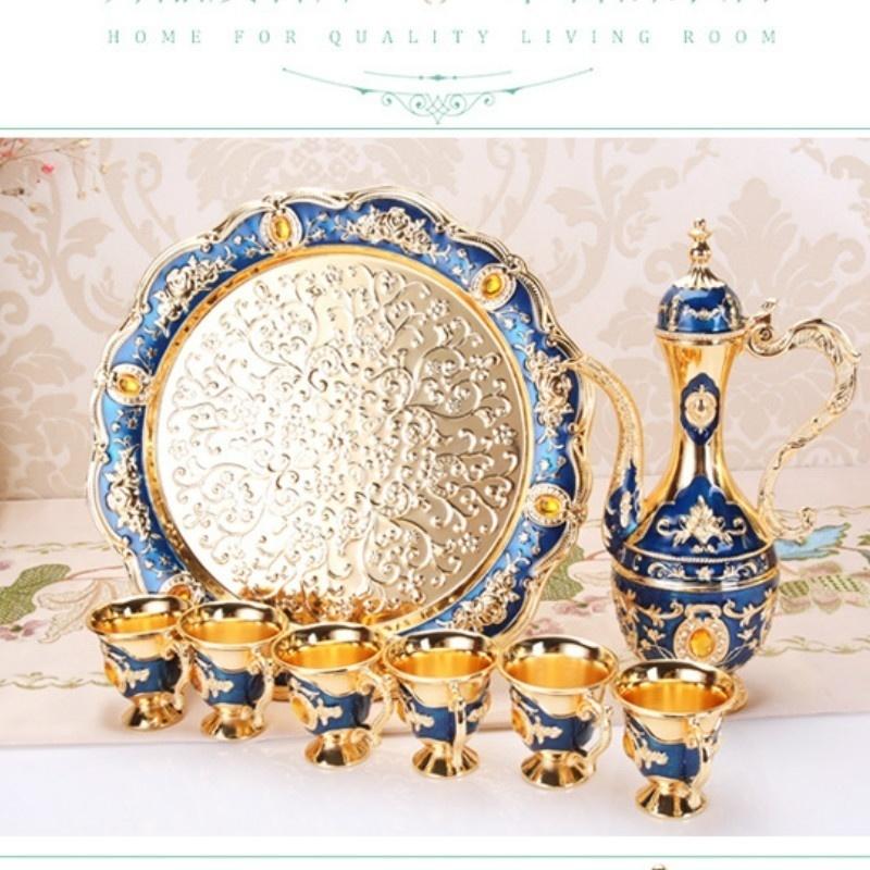 European Home Wedding Luxury Wine Set  Metal Hip Flask Set Ornaments Christmas Gift