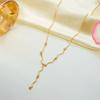 Trendy Heart Wavy Stainless Steel Y Drop Lariat Necklace for Women Dainty CZ Stone Long Chain Party Unique Jewelry Gift