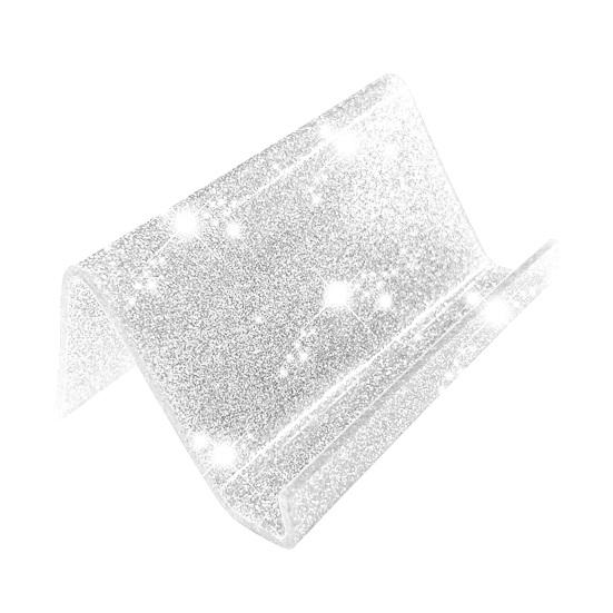 Acrylic Business Card Holder for Desk Sequin Glitter Desktop Name Card Organizer Stand for Home Office