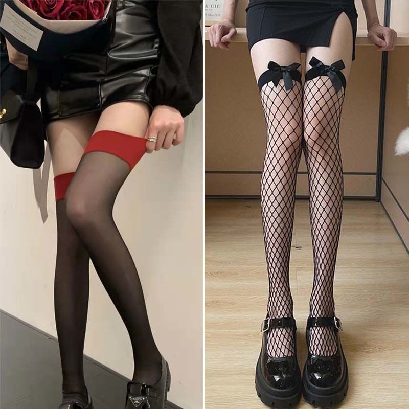Long Tube Black Stockings Sexy Summer Thin White Knee High Thigh Black Half Pure Lace Mesh Socks Sy