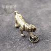 Solid Brass Lucky Tiger Keychain With Coin-Stepping Design Zodiac Animal Charm Pendant