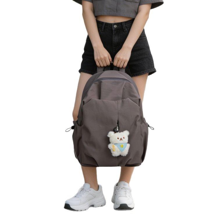 Schoolbag Large Capacity Versatile Student School Bag Casual Backpack Junior High School Dibai Solid Color Backpack Simple Travel High School Student