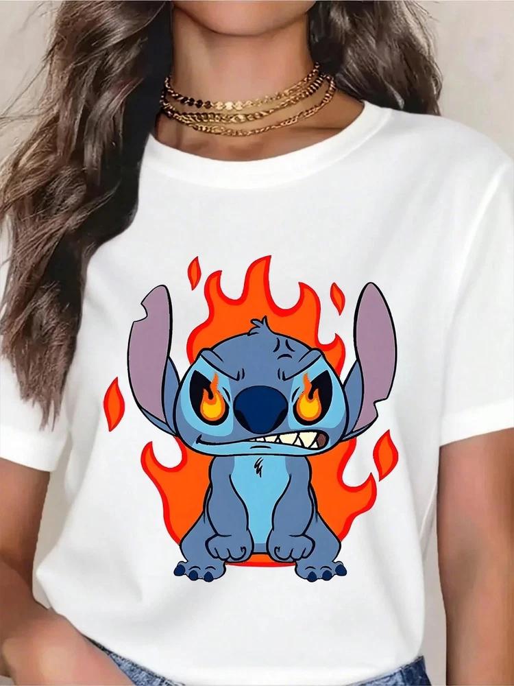Cute Stitch In Flames TShirt Unisex S
