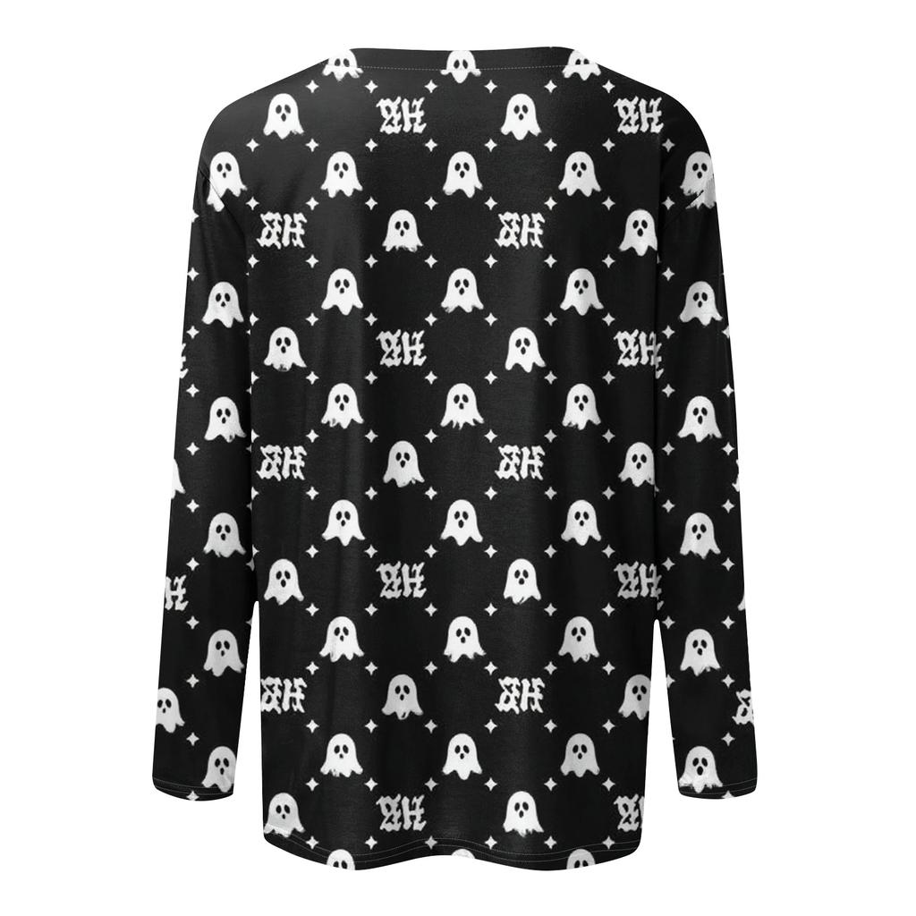 Damen Alltags-Langarmshirt mit Rundhalsausschnitt und Blumen-Print