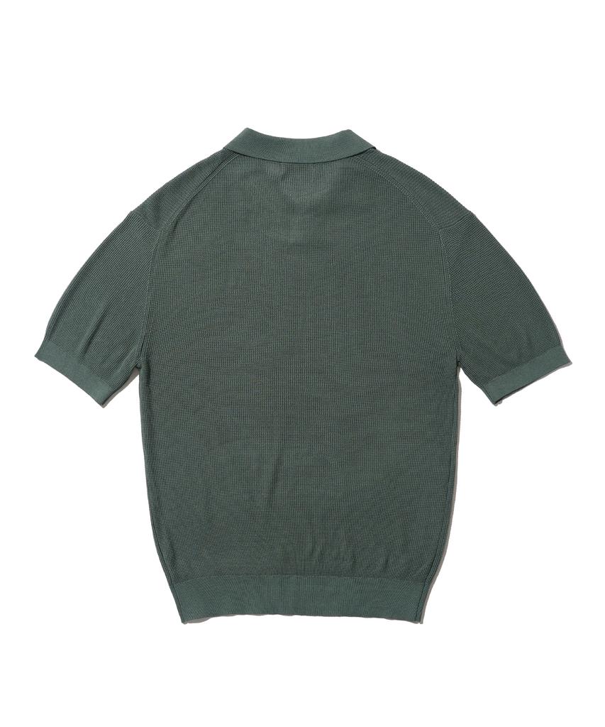 ANALOG MOOD Neff Open Collar Short Sleeve Knit (Deep Green)