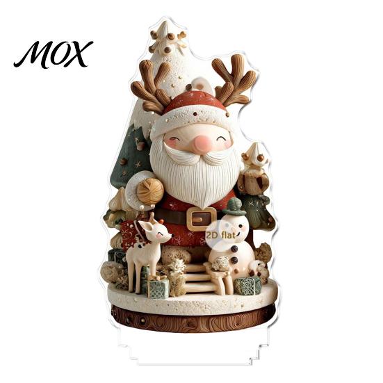 Decorative Holiday Figurines Christmas Candle Ornament, 2D Flat Acrylic Ornament with Base, Tree Decorations Snowman Reindeer Festive Table