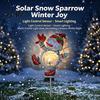 Automatic Solar Powered Lights Christmas Snowman Bird Garden Light, Waterproof Outdoor Stake Lamp with Crackle Glass Decorative Patio Illuminations