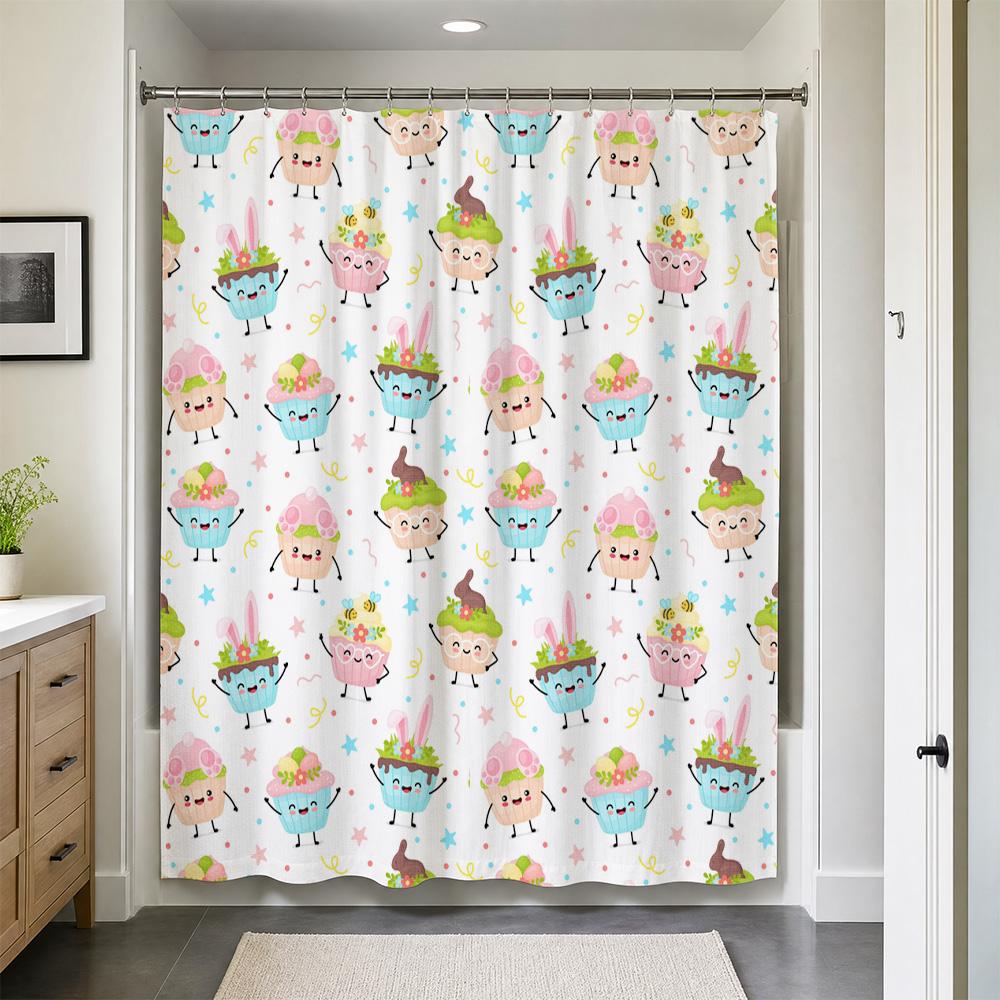 Waterproof Shower Curtain Liner Cute Kawaii Dessert Cake Sprinkle Pattern Bathroom Decor Gift for Kids Girls Tropical Sweet