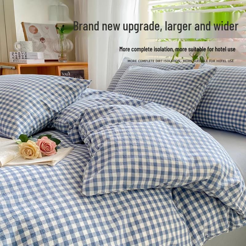 100% Baumwolle Dickes Einweg-Bettwäsche-Set: Bettlaken, Bettbezug & Kissenbezug - Tragbar, Schmutzabweisend für Hotel & Reise