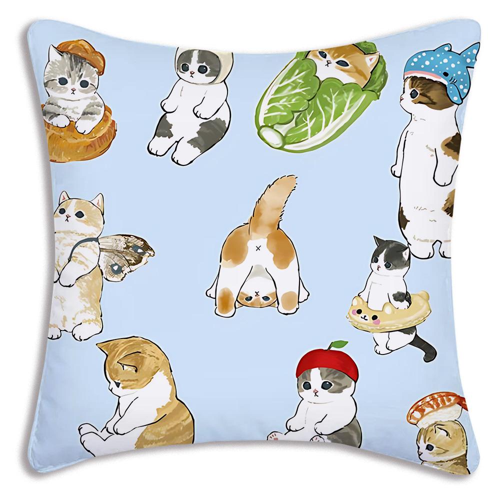 Fashion Luxury Cute Mofusand Cat Pillow Covers Cartoon Sofa Decorative Home Double-Sided Printing Short Plush Cute Cushion Cover