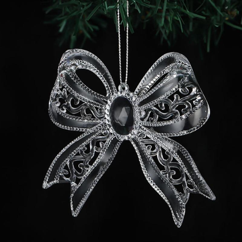 6pcs/10pcs Christmas Transparent Crystal Pendant Snowflake Candy Canes Christmas Tree DIY Decorations Atmosphere Ornaments