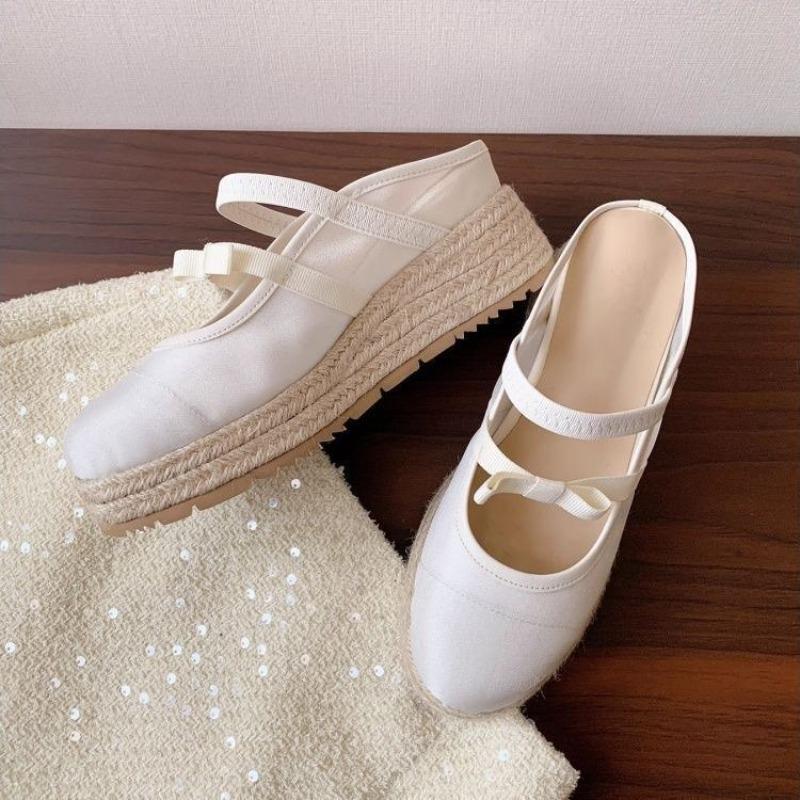 Summer wear versatile bag head drag small wedge sandals women's casual half drag mesh thick-soled cool slippers